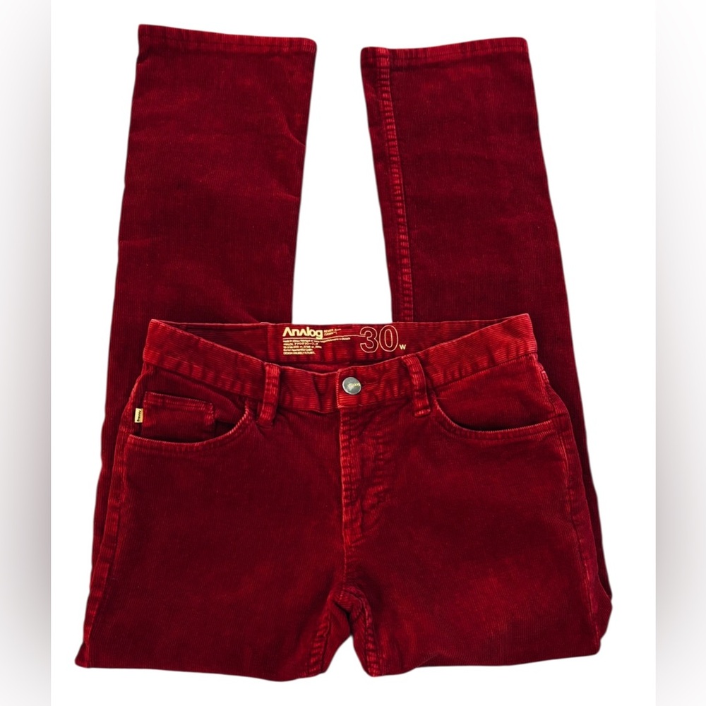 Analog Red Corduroy Slim Straight Jeans